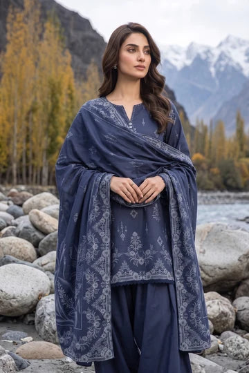 Lakhany 03 Piece Unstitched Printed Pashmina '26