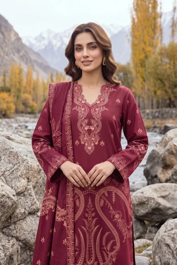 Lakhany 03 Piece Unstitched Printed Pashmina '26