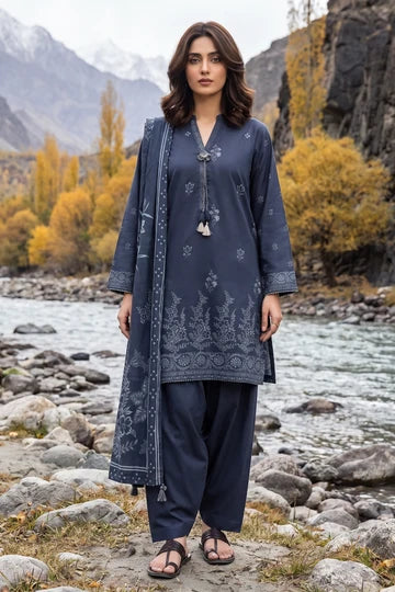 Lakhany 03 Piece Unstitched Printed Pashmina '26