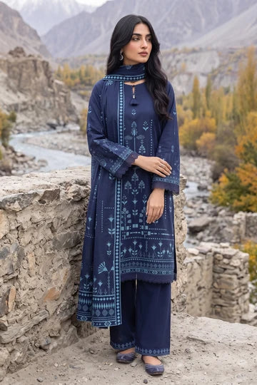 Lakhany 03 Piece Unstitched Printed Pashmina '26