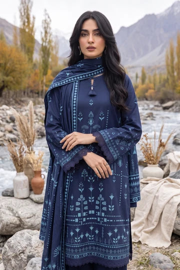 Lakhany 03 Piece Unstitched Printed Pashmina '26