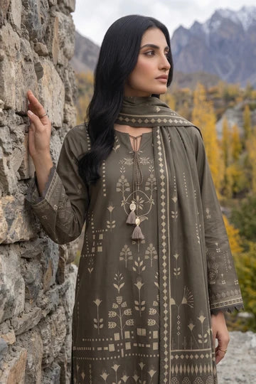 Lakhany 03 Piece Unstitched Printed Pashmina '26