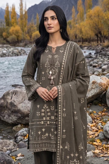 Lakhany 03 Piece Unstitched Printed Pashmina '26
