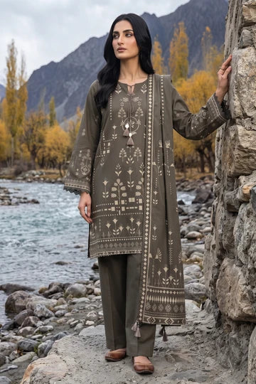 Lakhany 03 Piece Unstitched Printed Pashmina '26