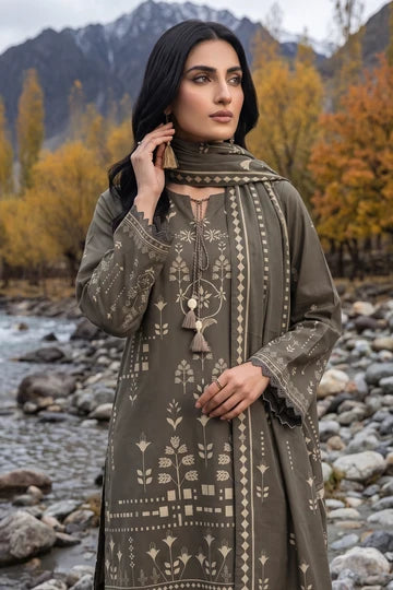 Lakhany 03 Piece Unstitched Printed Pashmina '26