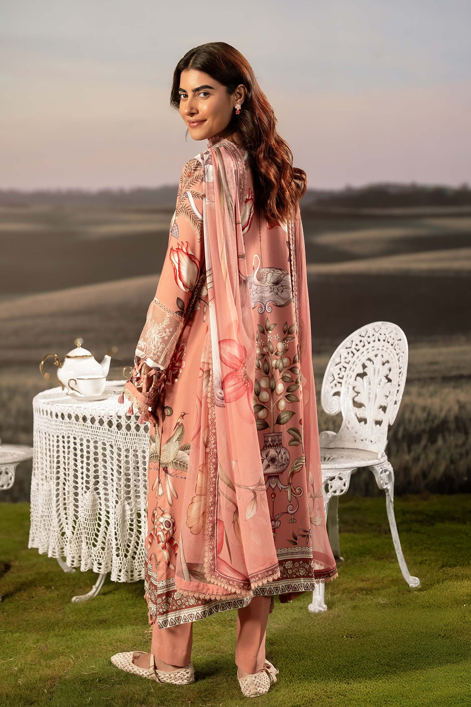 M Basic Unstitched Embroidered Arabic Lawn By Maria B