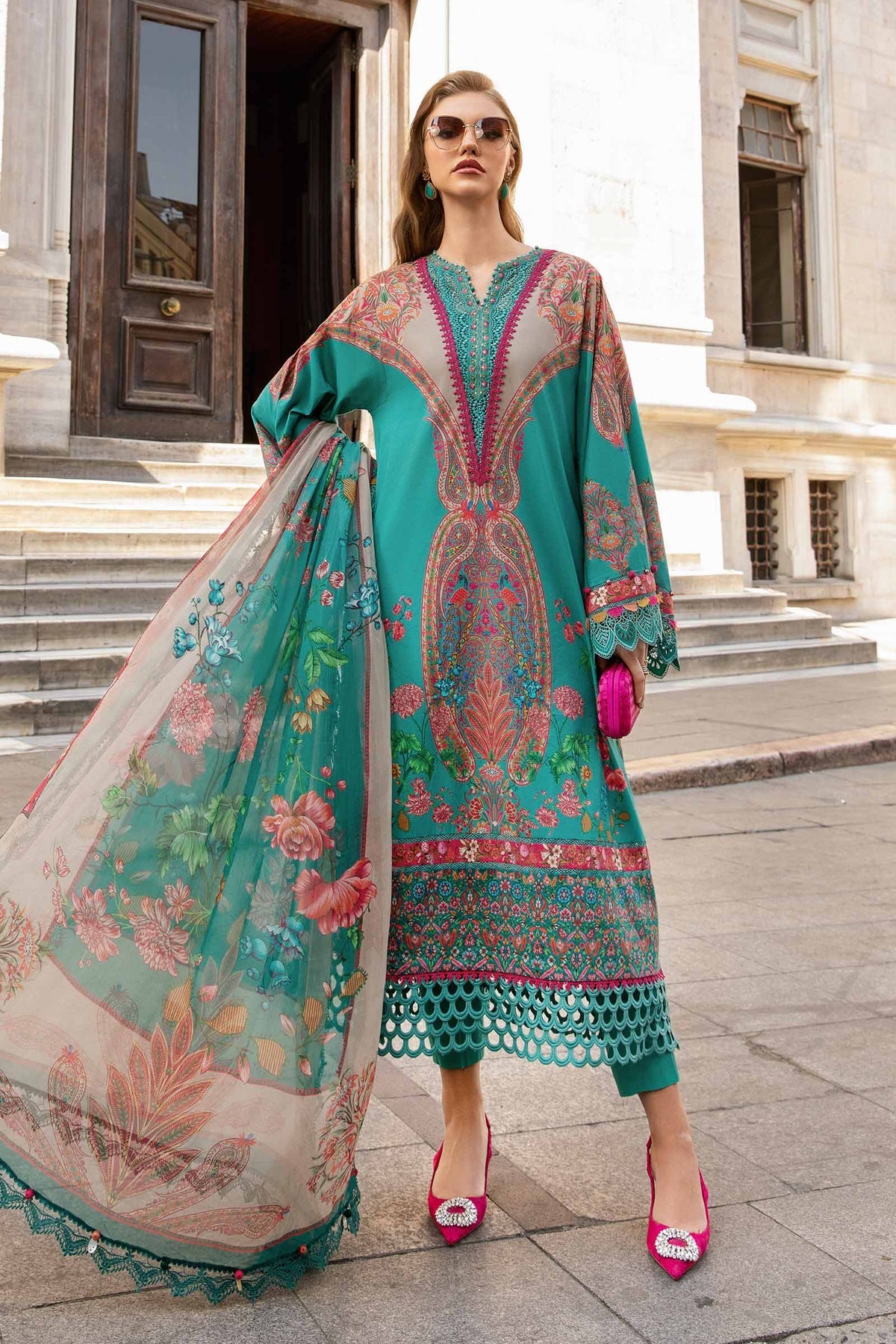 M Prints 3 Piece Unstitched Printed Cambric Suit By Maria B 24