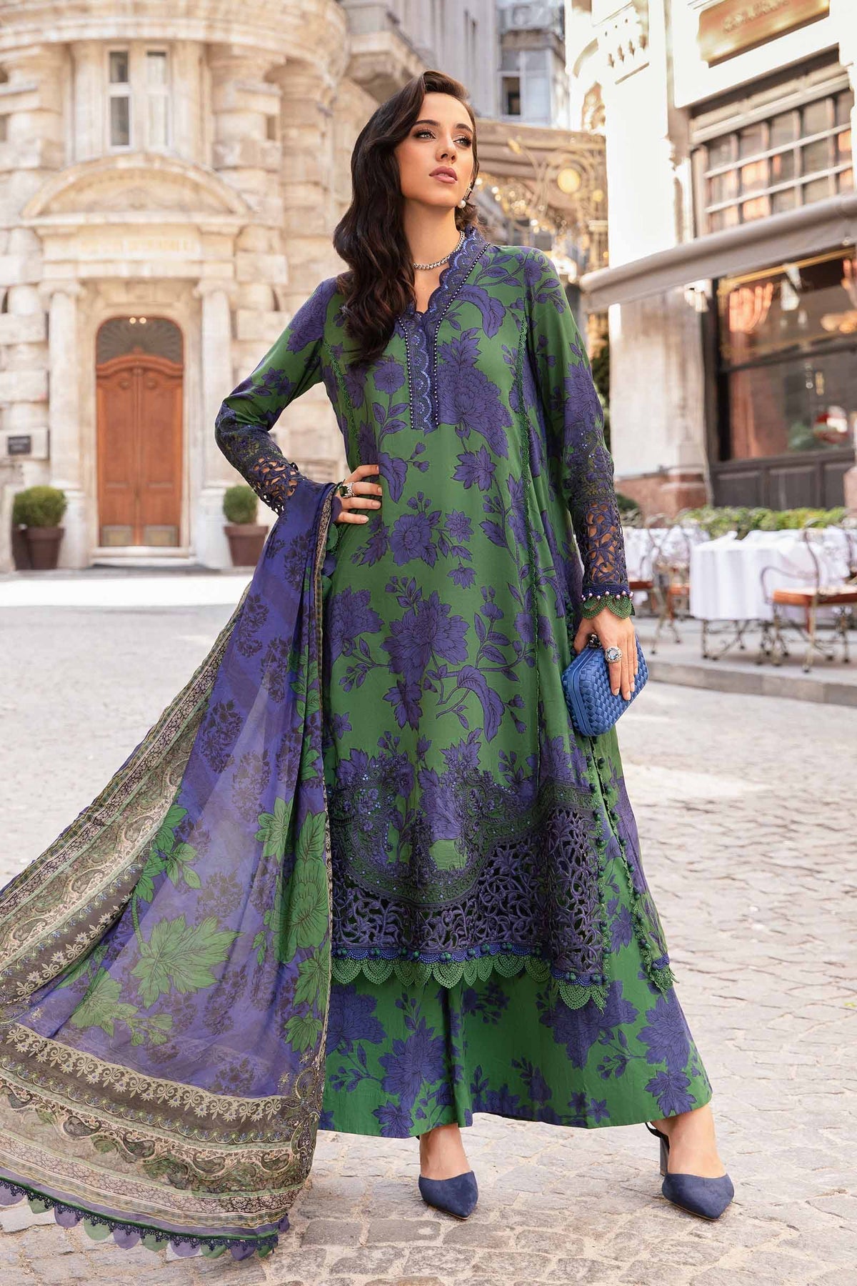 M Prints 3 Piece Unstitched Printed Cambric Suit By Maria B 24