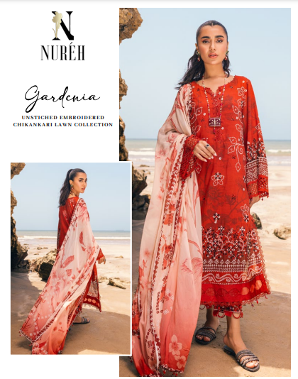 Nureh Gardenia Chikankari Lawn