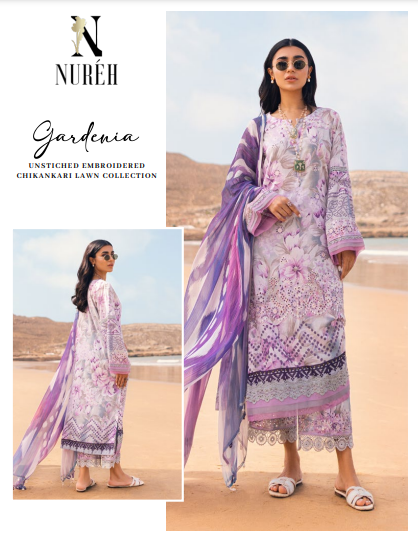 Nureh Gardenia Chikankari Lawn