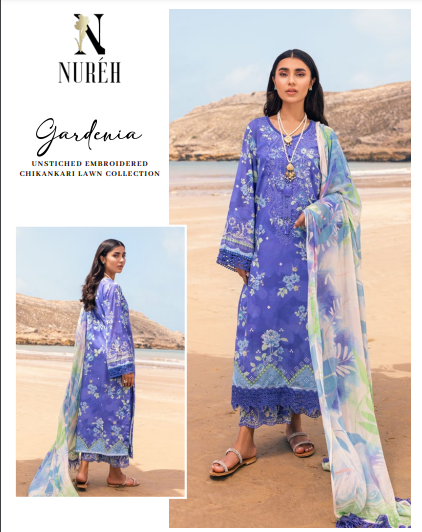 Nureh Gardenia Chikankari Lawn
