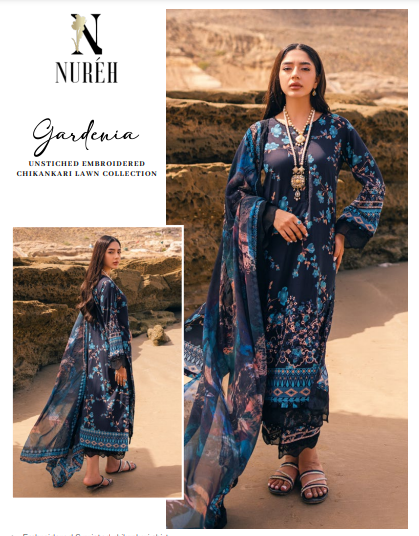 Nureh Gardenia Chikankari Lawn