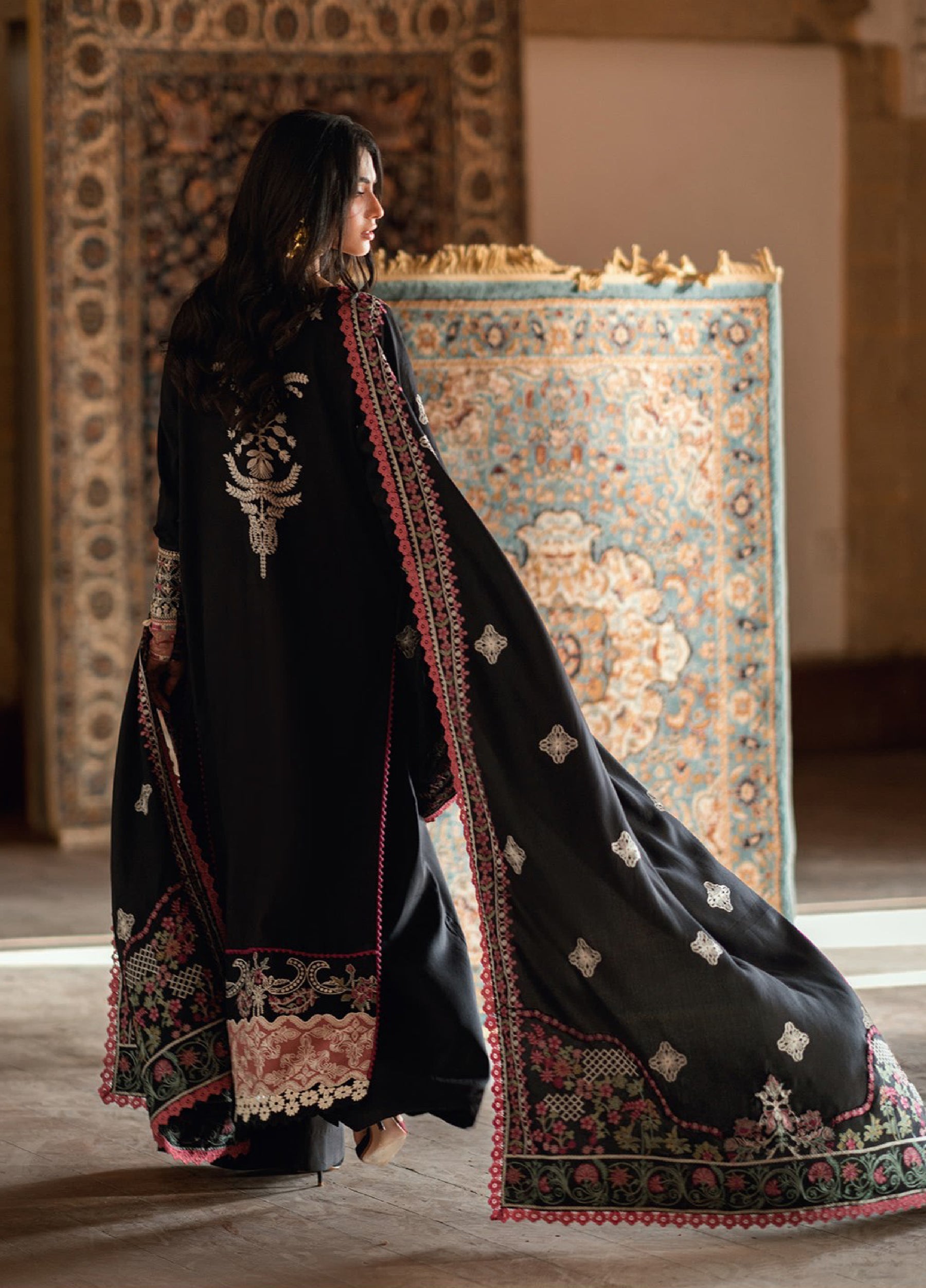 Shades Of Winter by Florent Unstitched Marina Twill Embroidered Suits 3 Piece FL25SW FL-6B - Winter Collection