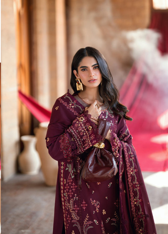 Shades Of Winter by Florent Unstitched Marina Twill Embroidered Suits 3 Piece FL25SW FL-3A - Winter Collection