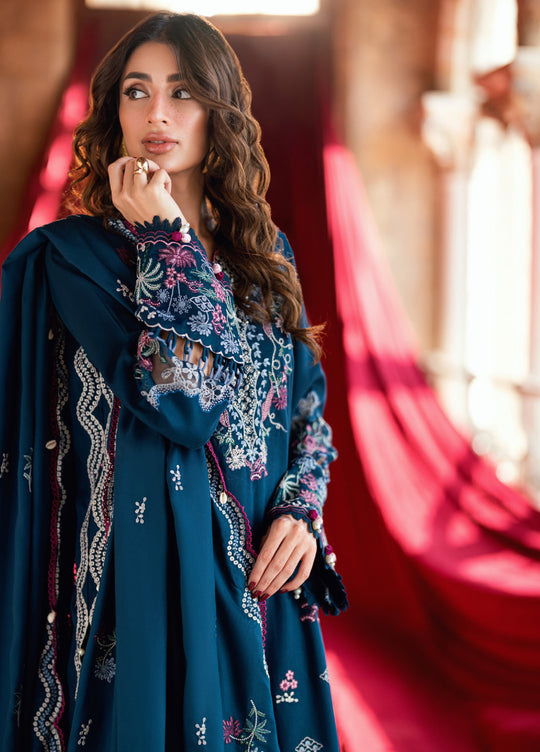 Shades Of Winter by Florent Unstitched Marina Twill Embroidered Suits 3 Piece FL25SW FL-4B - Winter Collection