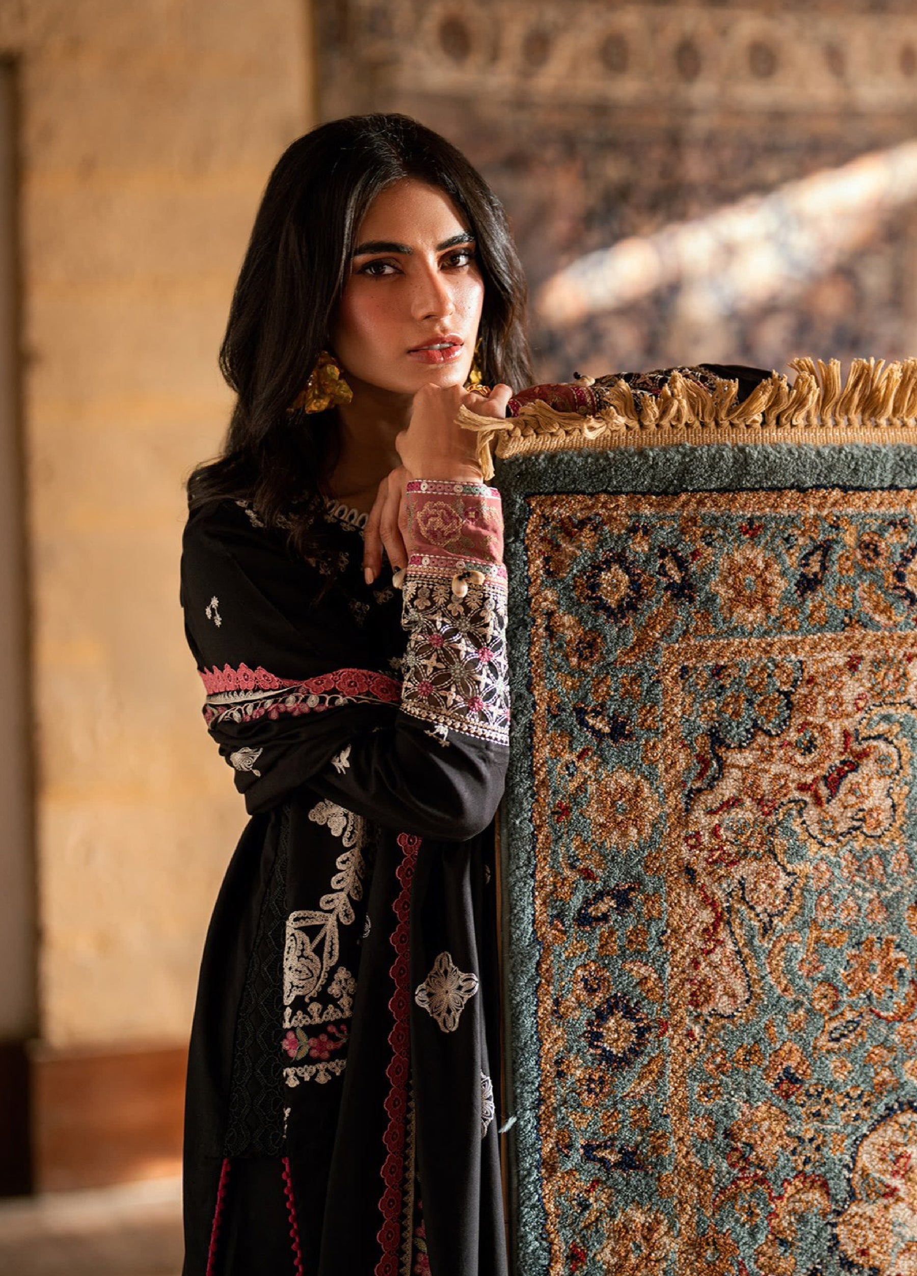 Shades Of Winter by Florent Unstitched Marina Twill Embroidered Suits 3 Piece FL25SW FL-6B - Winter Collection