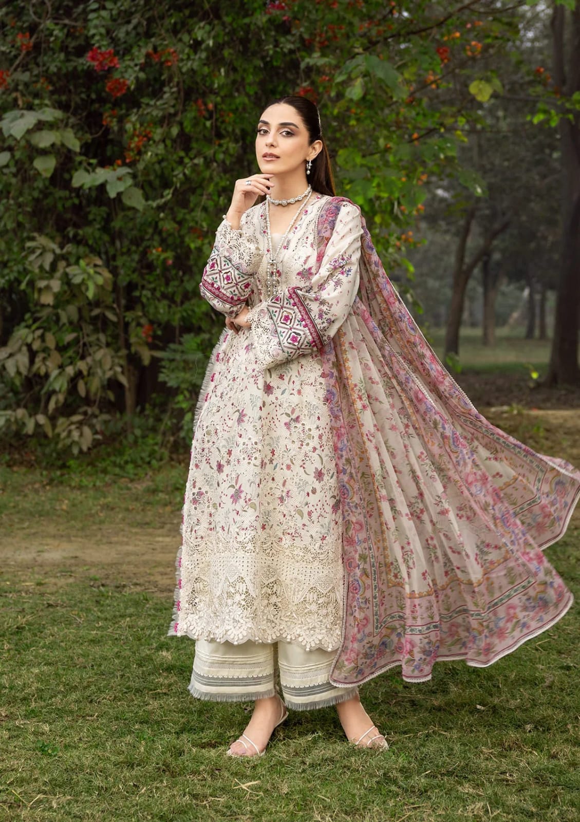 ELAF CHIKANKARI PRINTS WITH CHIFFON DUPATTA 2026