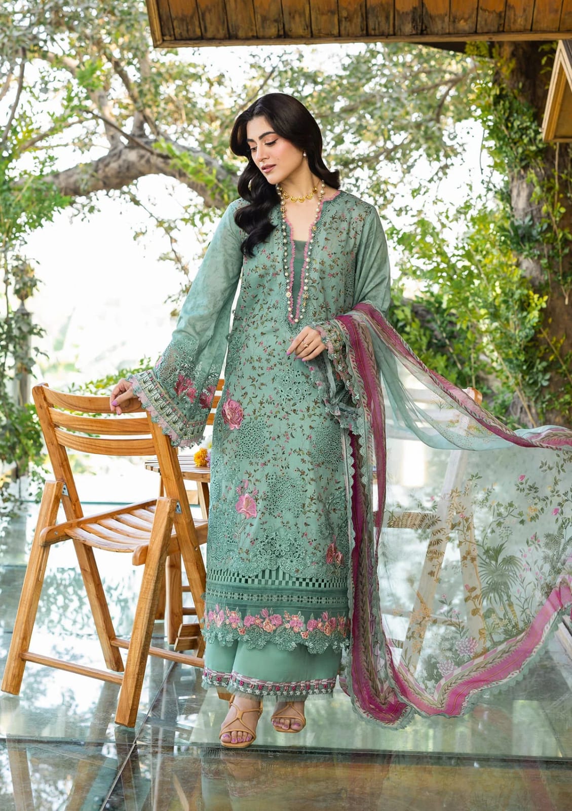 ELAF CHIKANKARI PRINTS WITH CHIFFON DUPATTA 2026