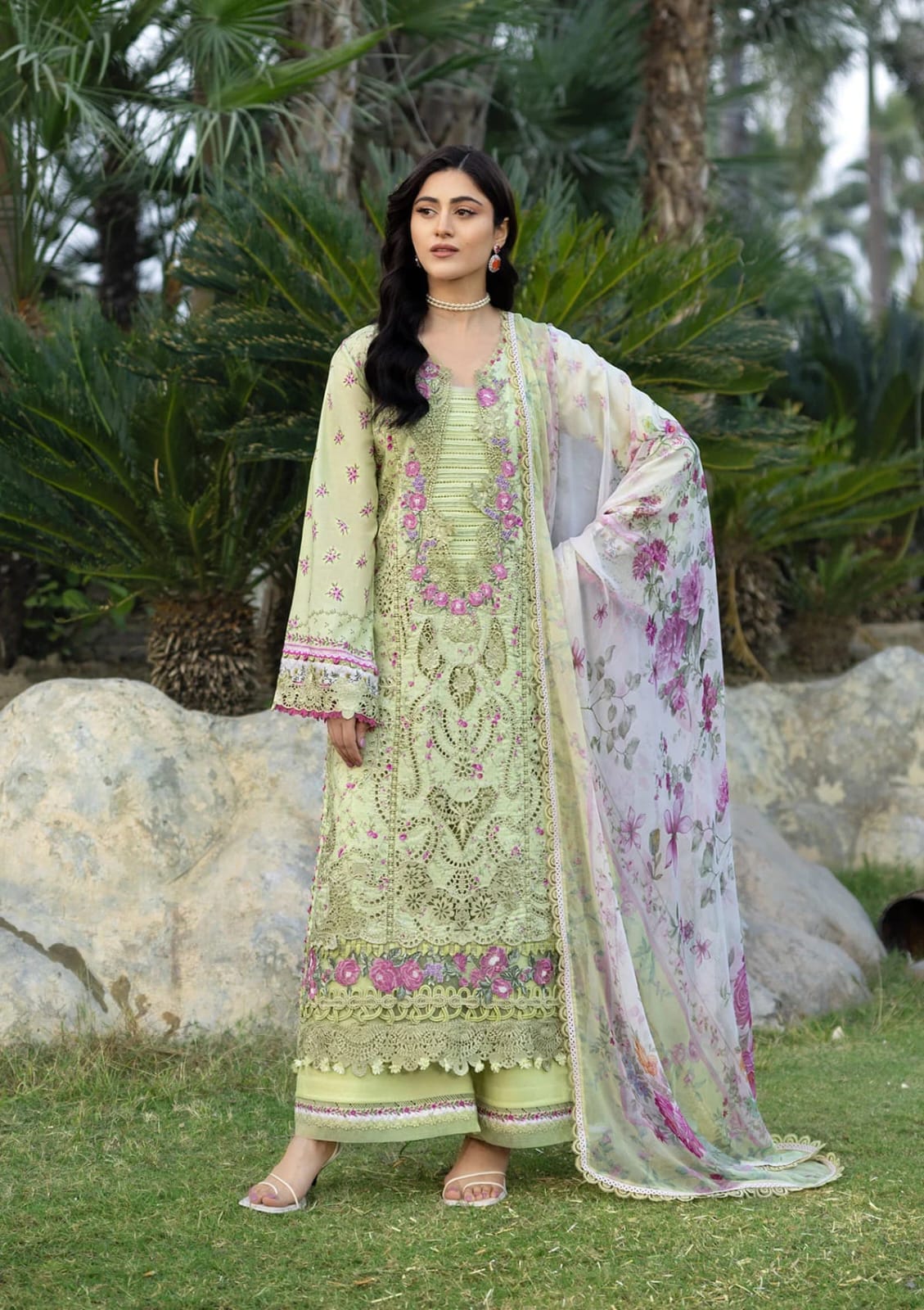 ELAF CHIKANKARI PRINTS WITH CHIFFON DUPATTA 2026