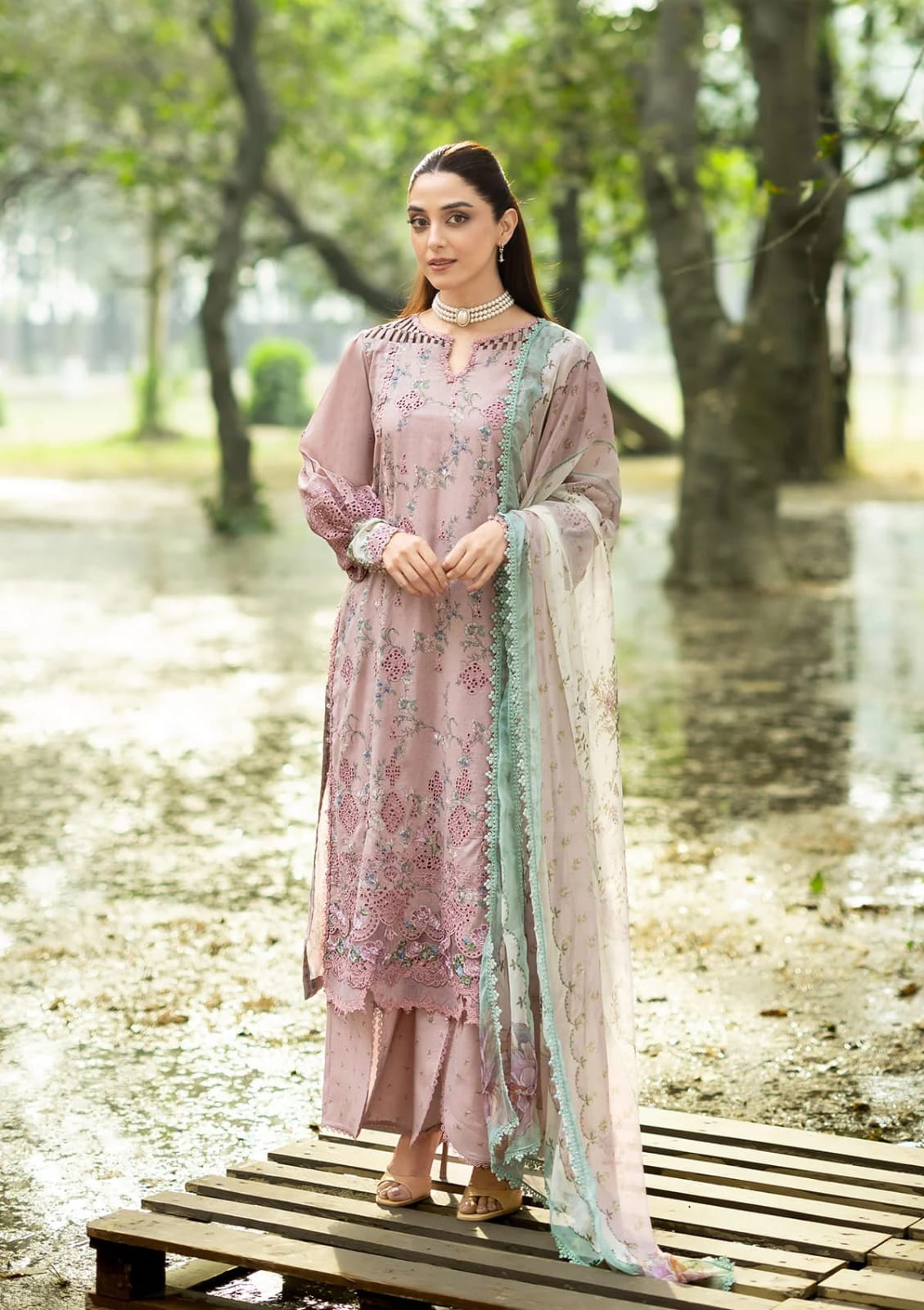 ELAF CHIKANKARI PRINTS WITH CHIFFON DUPATTA 2026