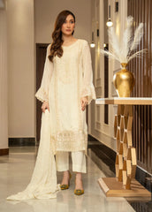 Ensembles by Zouj Embroidered Chiffon Suit Unstitched 3 Piece