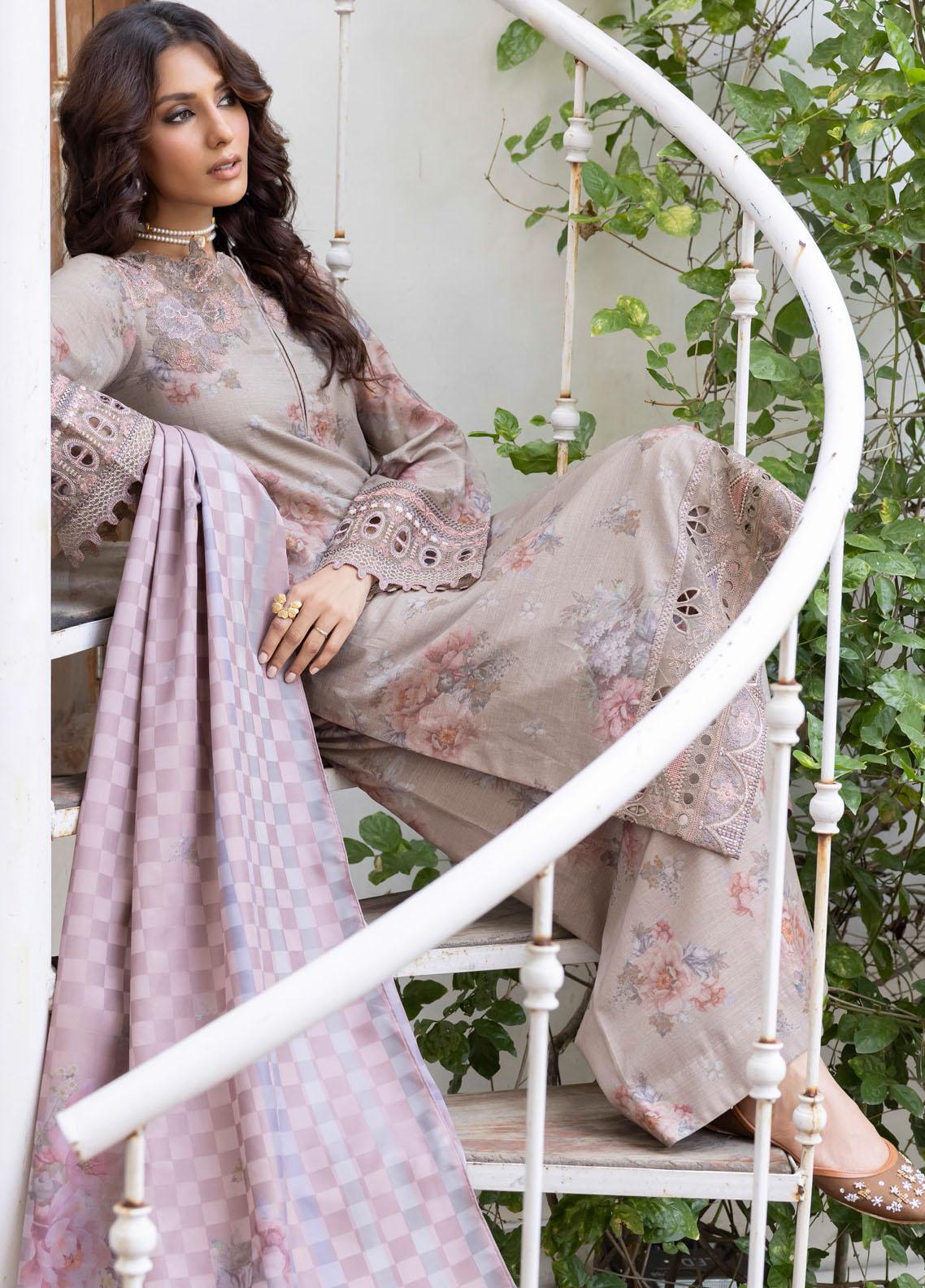 Jahanara Embroidered Slub Winter Collection By IZNIK 02