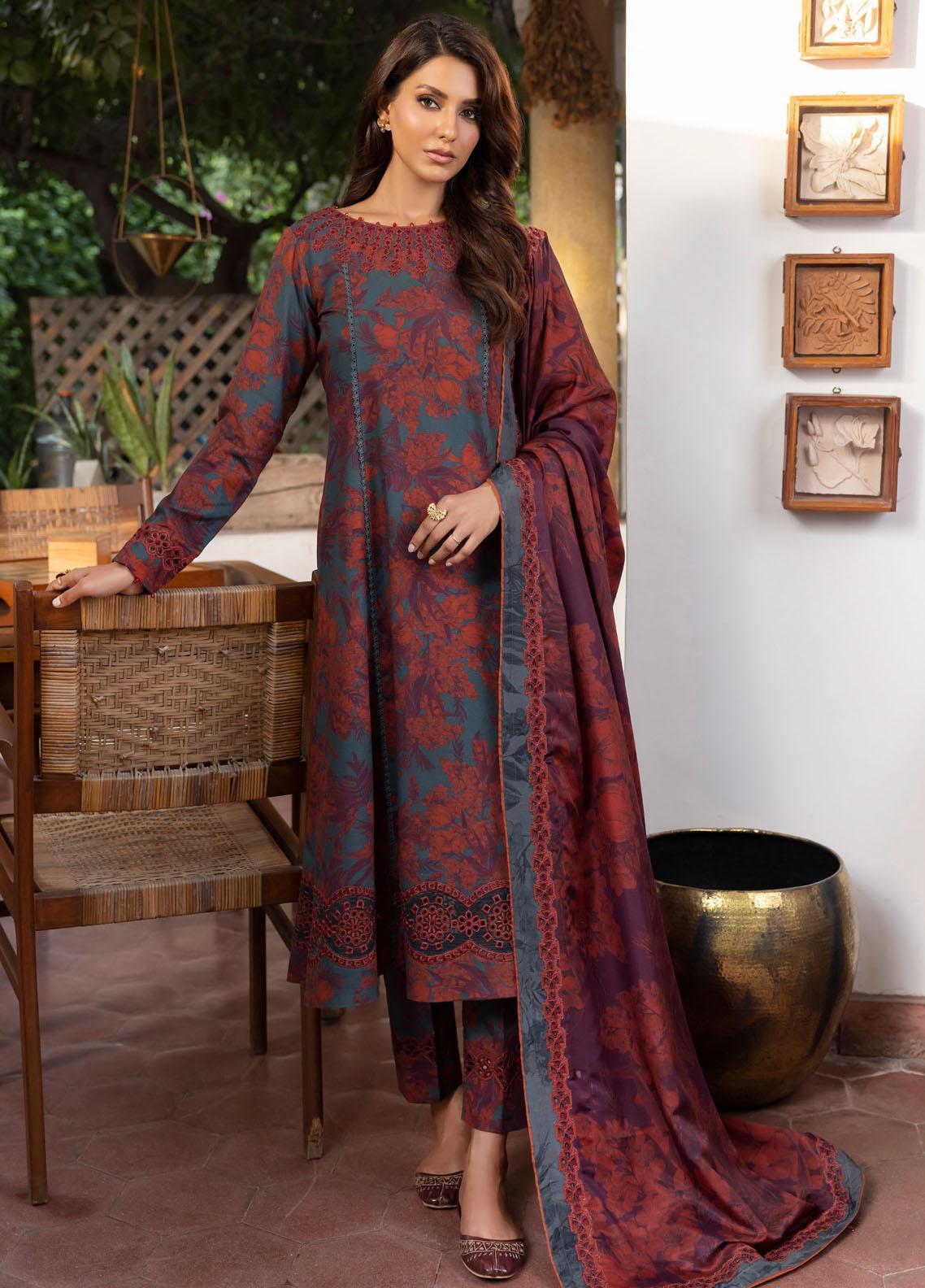 Jahanara Embroidered Slub Winter Collection By IZNIK 10