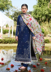 Hussain Rehar Embroidered Prints Lawn Collection 24 (Cyan)