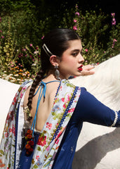 Hussain Rehar Embroidered Prints Lawn Collection 24 (Cyan)