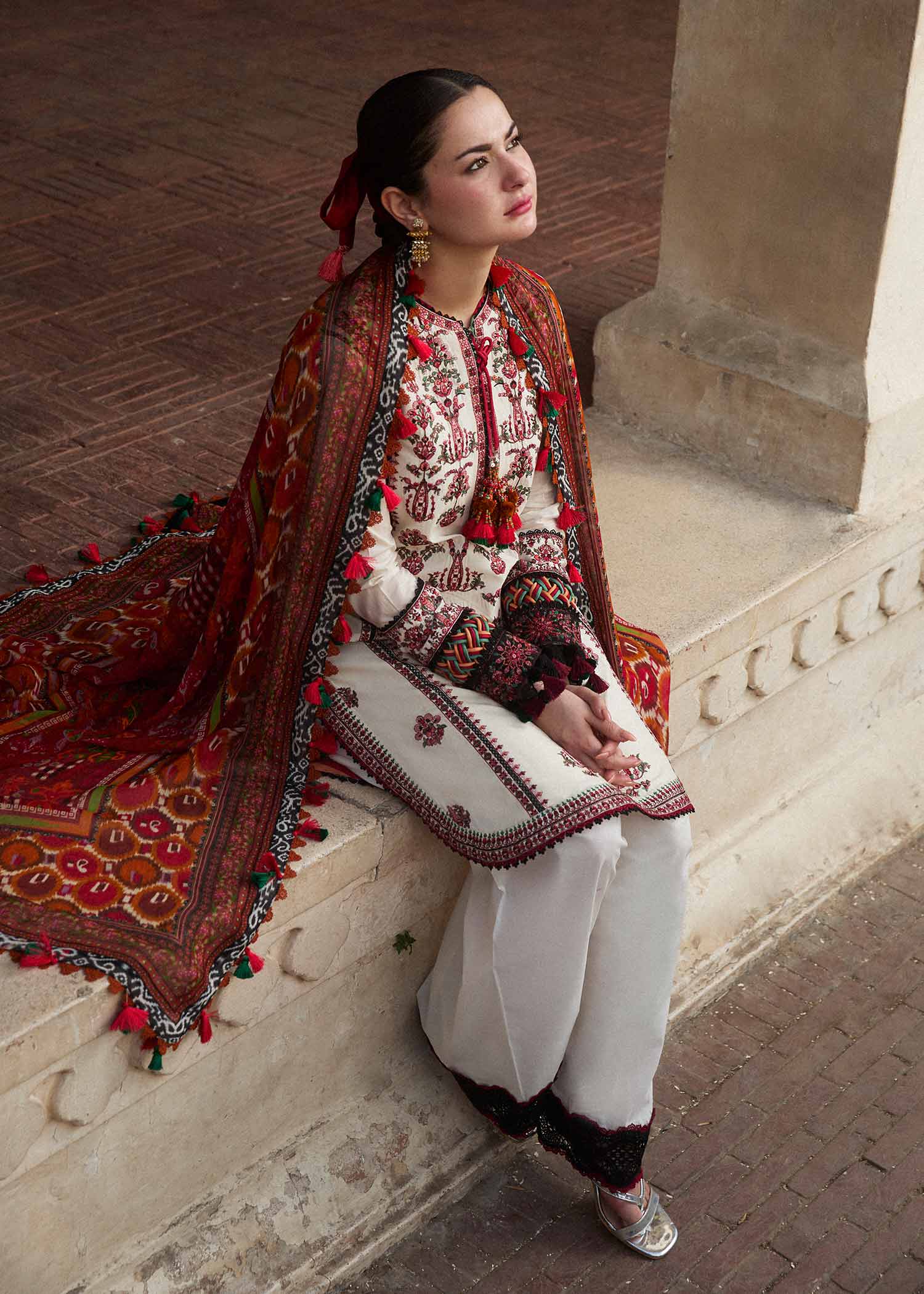 Hussain Rehar Embroidered Prints Lawn Collection 24 (Fawn)