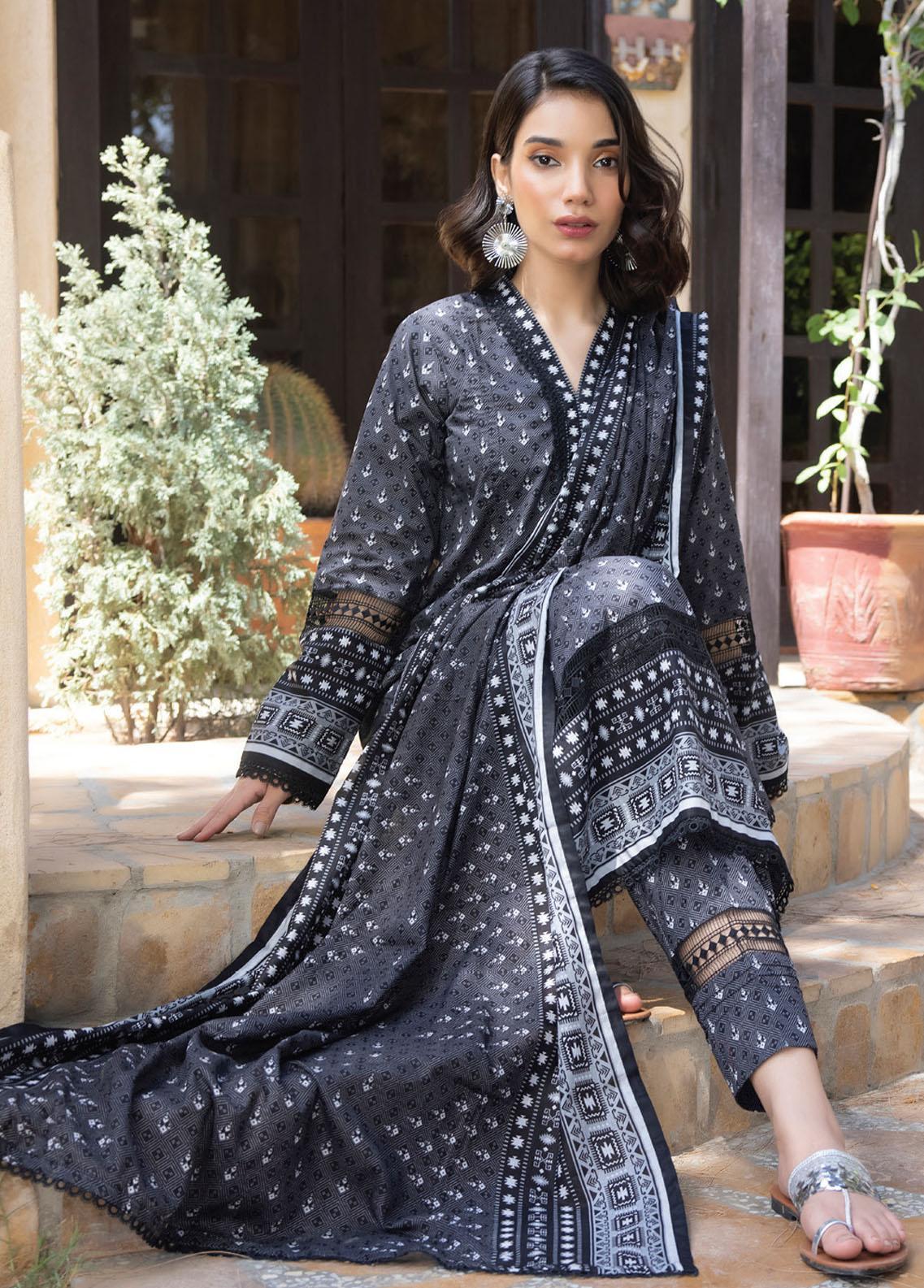 Regalia Salina Black & White Collection Printed Lawn